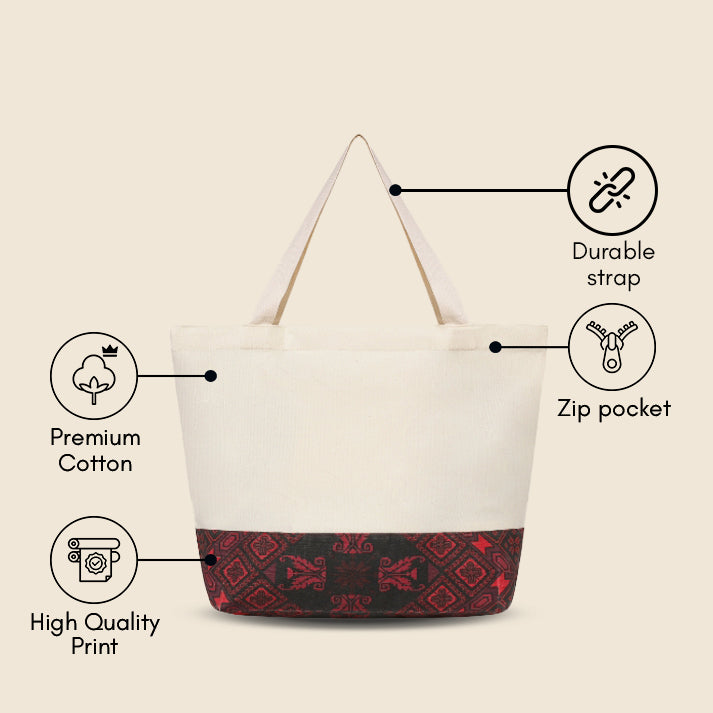 Black Tatreez Tote Bag