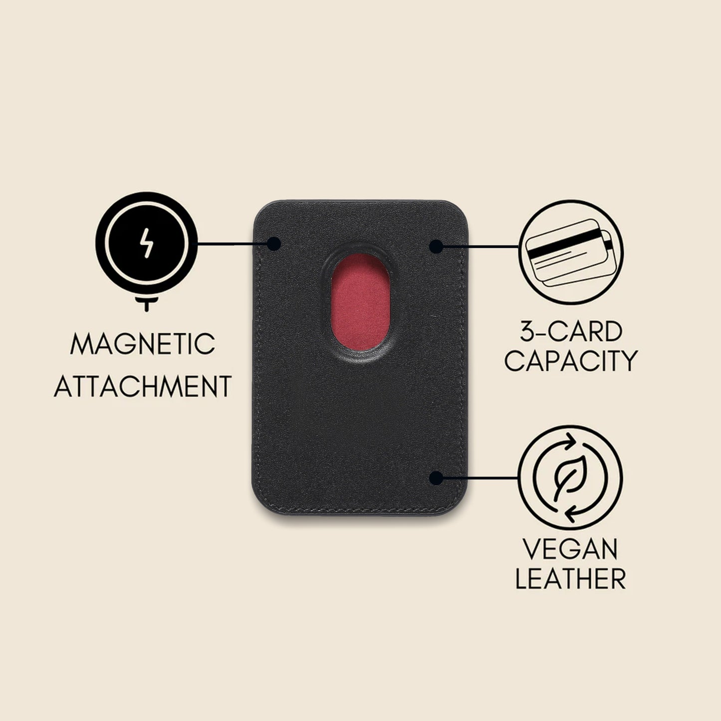 Black Tatreez MagSafe Card Holder