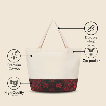 Black Tatreez Tote Bag
